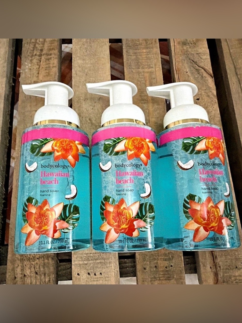 Bodycology Hawaiian Beach Foaming Hand Soap Set of 3. New
